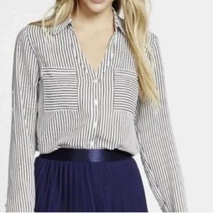 💕 Express Striped Portofino Slim Fit Button Down Shirt Women's Size Small